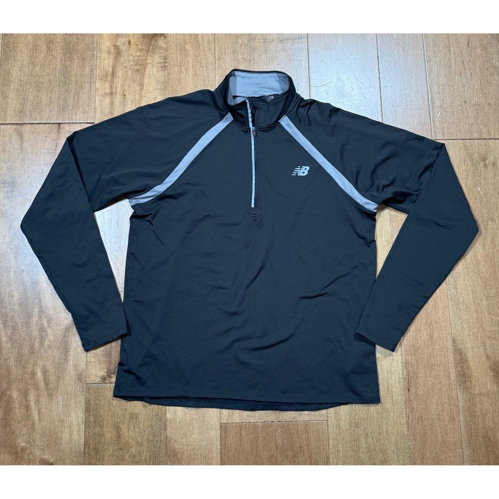 New Balance Pullover 1/4 Zip‎ Black Stretch NB Dry Activewear Mens Small